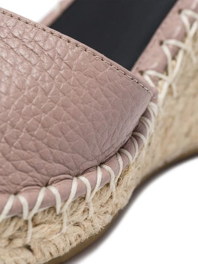 Shop Valentino Garavani Rockstud Wedge Sandals In Neutrals