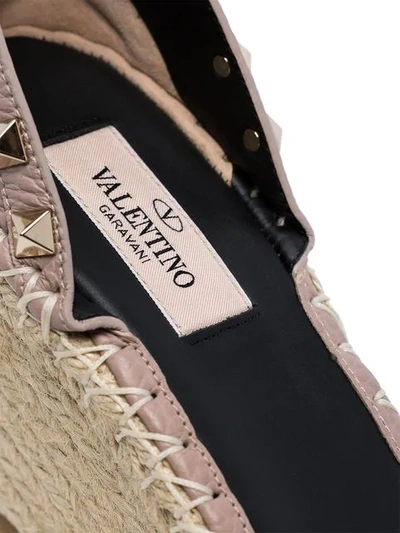 Shop Valentino Garavani Rockstud Wedge Sandals In Neutrals