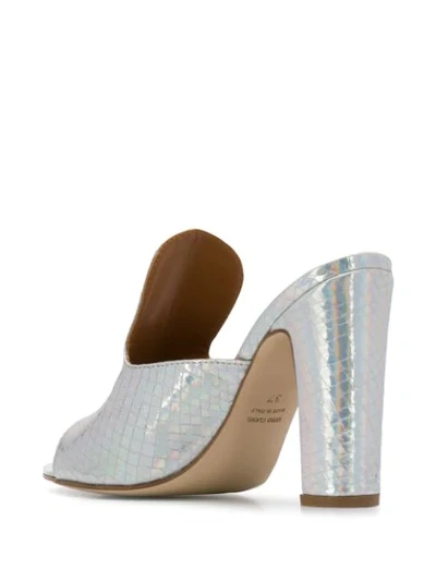 Shop Paris Texas Open Toe Heeled Mule Shoes In Silver