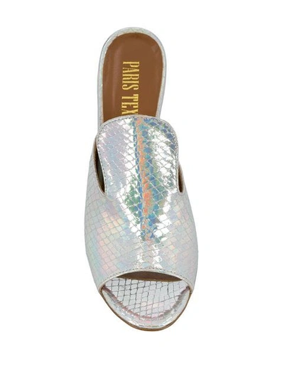 Shop Paris Texas Open Toe Heeled Mule Shoes In Silver