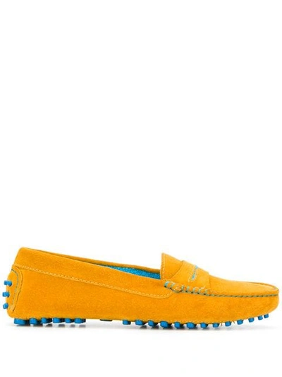 Shop Manolo Blahnik Contrast Slippers In Yellow