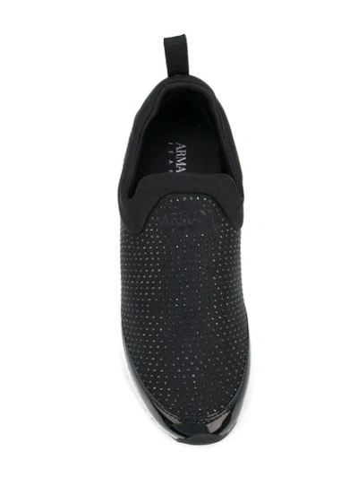Shop Armani Jeans Slip-on Glitter Sneakers - Black