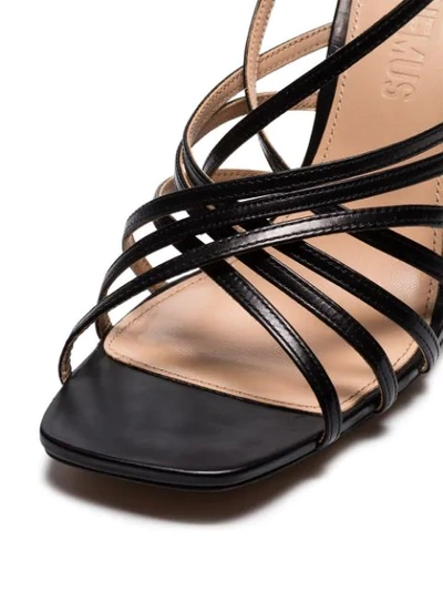 Shop Jacquemus Black Pisa Strappy Leather Sandals
