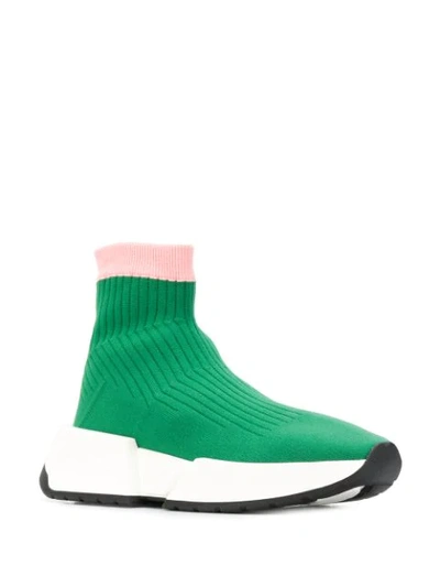 Shop Mm6 Maison Margiela Platform Sock Sneakers In Green