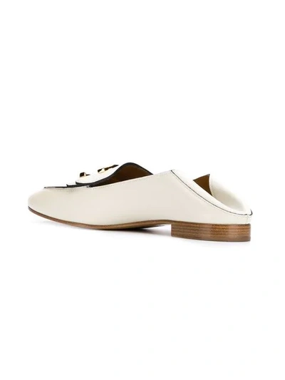 Shop Chloé Logo Fold Back Loafers In White