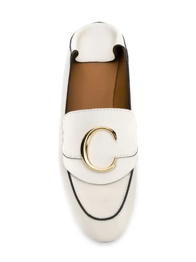 Shop Chloé Logo Fold Back Loafers In White