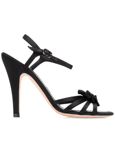 Pre-owned Chanel 1990's Bow Details Sandals In Black