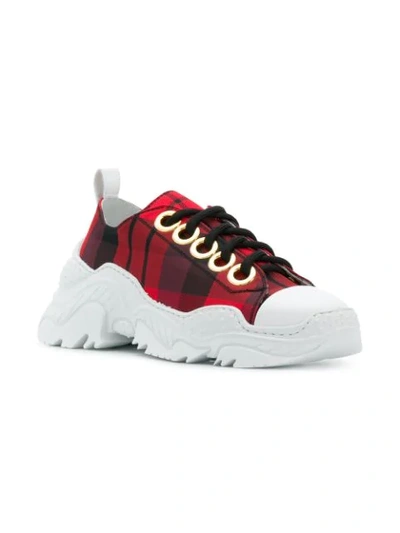 Shop N°21 Chunky Sole Check Sneakers In Red