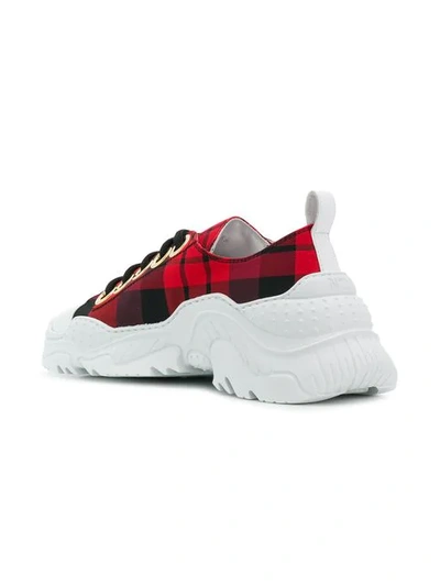 Shop N°21 Chunky Sole Check Sneakers In Red