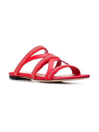 Shop Alexander Mcqueen Strappy Flat Sandals In Red