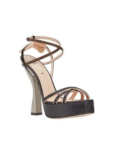 Shop Fendi Platform Strappy Sandals In F15fg-black+maya+nude