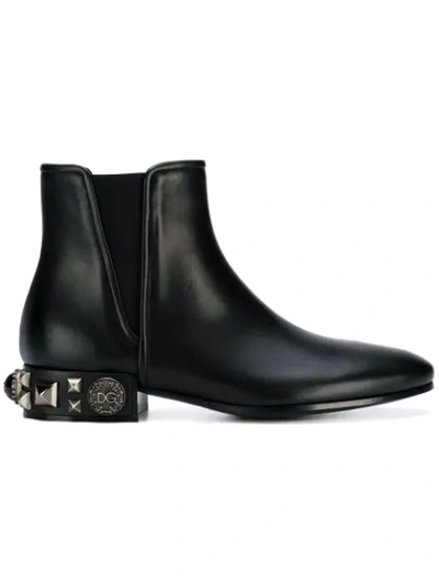 Shop Dolce & Gabbana Embellished Heel Chelsea Boots In Black