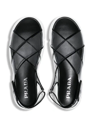 Shop Prada Black Plexi Cloudburst 40 Platform Sandals In Neutrals