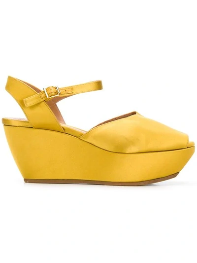 Shop Marni Open Toe Wedges In Yellow