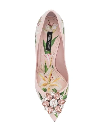 Shop Dolce & Gabbana Lily Print Pumps In Pink