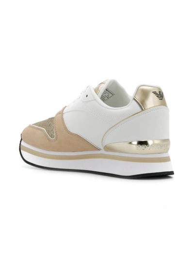 Shop Emporio Armani Flatform Logo Sneakers - White