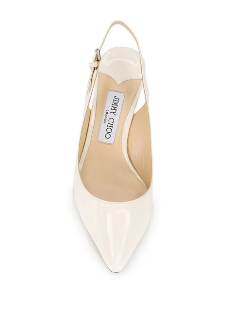 Jimmy Choo Erin 60 Patent-leather Slingback Pumps In White | ModeSens