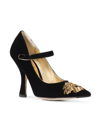 Pre-owned Dolce & Gabbana Embroidered High Mary Janes In Black
