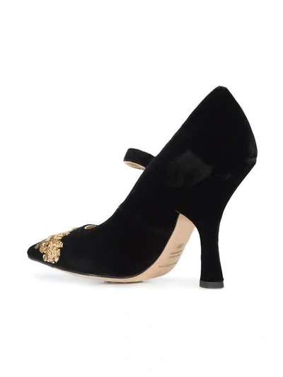 Pre-owned Dolce & Gabbana Embroidered High Mary Janes In Black