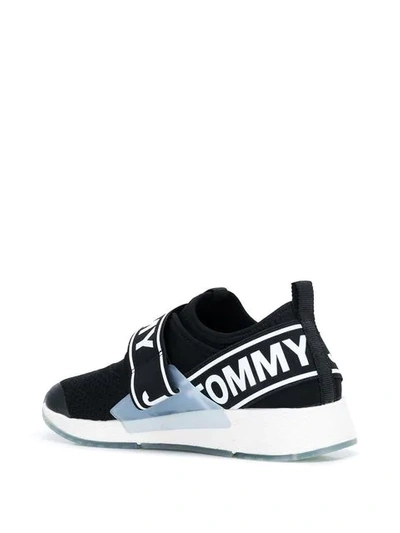 Shop Tommy Hilfiger Logo Strap Sneakers In Black