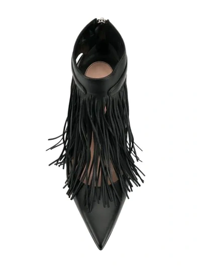 Shop Alexander Mcqueen Pin Heel Fringe Pumps In Black