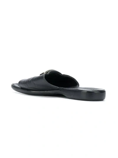 Pre-owned Prada Logo Plaque Flat Sandals In Black
