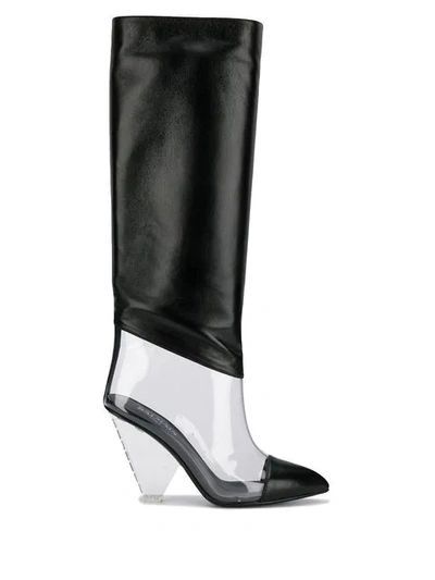 Shop Balmain Pvc Knee High Boots In Black