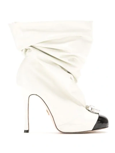 Shop Andrea Bogosian Overlay Leather Boots In White