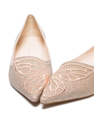 Shop Sophia Webster Bibi Butterfly Glitter Leather Flats In Metallic
