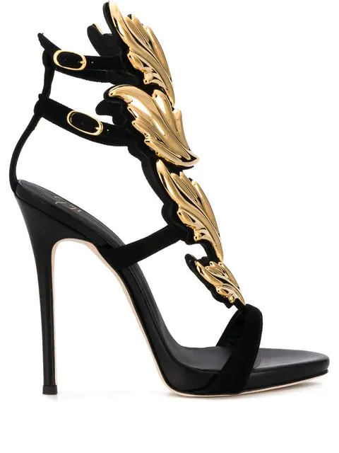 gold giuseppe wing heels