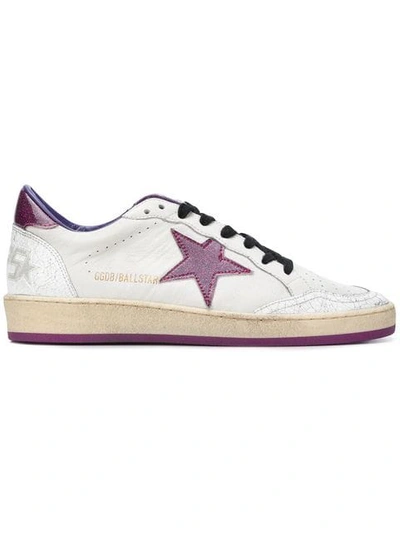 Shop Golden Goose Ball Star Distressed Sneakers In White