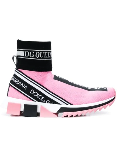 Shop Dolce & Gabbana Sorrento Hi-top Sock Trainers In Pink