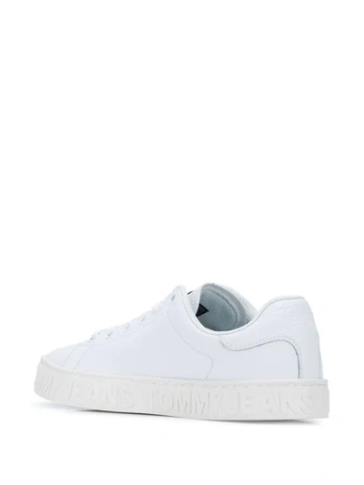 Shop Tommy Hilfiger Lace-up Logo Sneakers In 100 White
