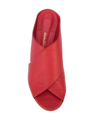 Shop Ferragamo Flower Heel Sandals In Red