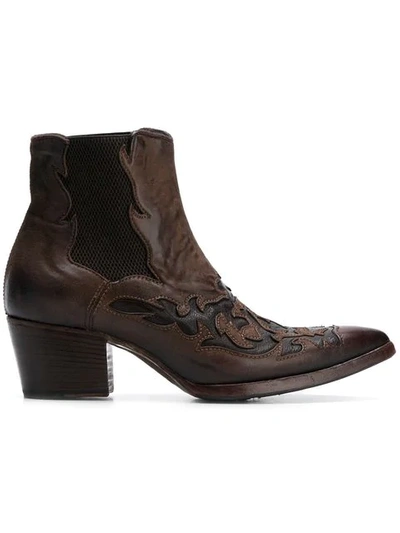 Shop Alberto Fasciani Embroidered Cowboy Boots In Brown