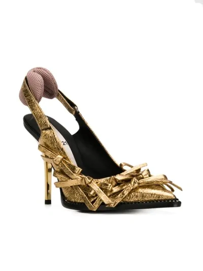 Shop N°21 Ribbon Pumps In Gold