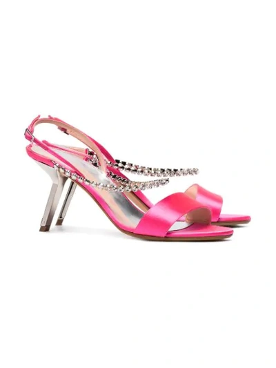 Shop Alchimia Di Ballin Pink Pethia 80 Silk Satin Leather Sandals