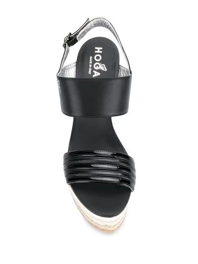 Shop Hogan Wedge Heel Sandals In Black