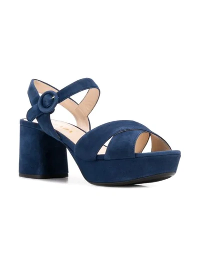 Shop Prada Platform Sandals In Blue