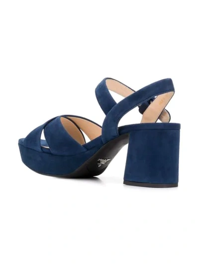 Shop Prada Platform Sandals In Blue