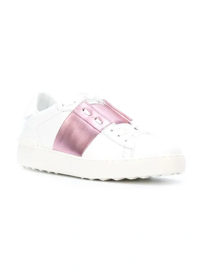 Shop Valentino Open Rockstud Sneakers In White