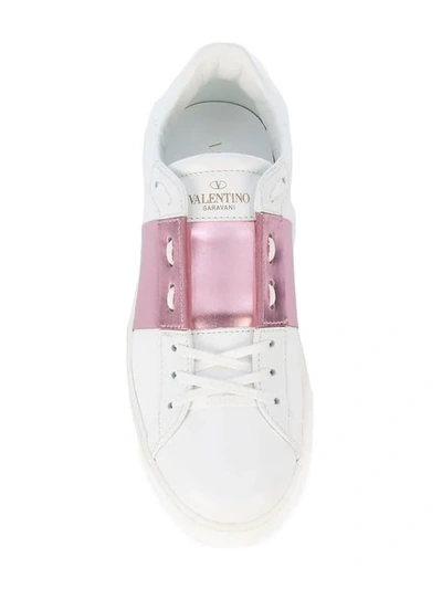 Shop Valentino Open Rockstud Sneakers In White