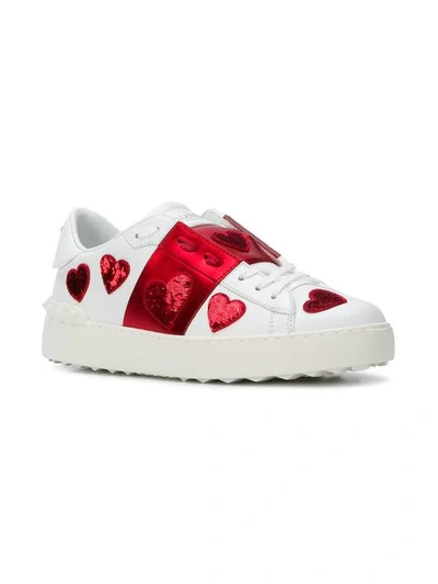 Shop Valentino Garavani Heart Sneakers In R81 Rosso/bianco