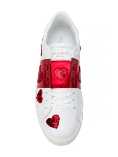 Shop Valentino Garavani Heart Sneakers In R81 Rosso/bianco