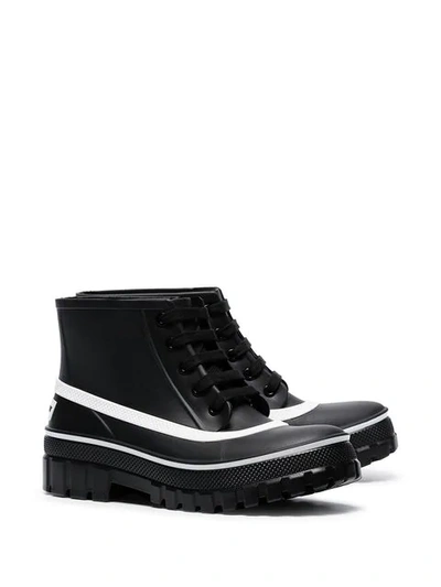 GIVENCHY BLACK GLASTON FLAT LACE-UP LEATHER ANKLE BOOTS - 黑色