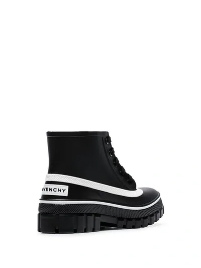 GIVENCHY BLACK GLASTON FLAT LACE-UP LEATHER ANKLE BOOTS - 黑色