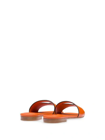 Shop Prada Cut-out Flat Slides In Orange