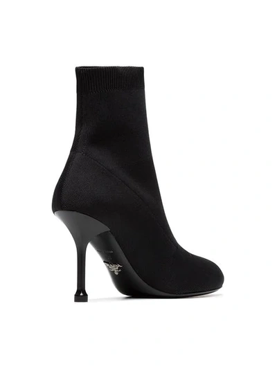 Shop Prada Logo 90 Sock Booties In Black