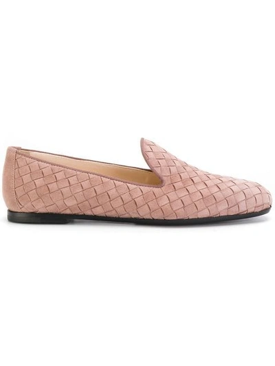 Shop Bottega Veneta Woven Loafers In Pink
