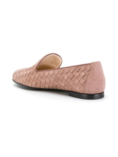 Shop Bottega Veneta Woven Loafers In Pink